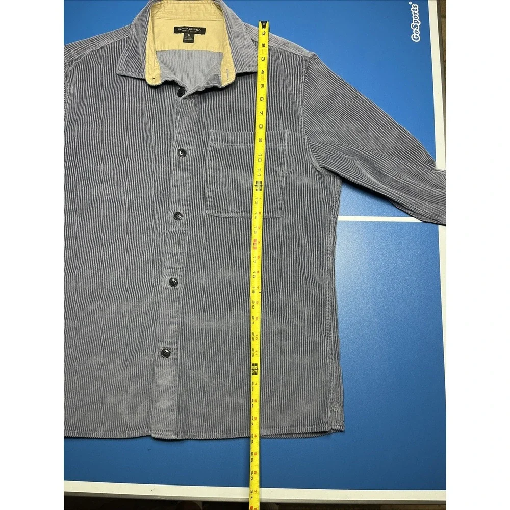 Banana Republic Men's Blue‎ Gray Button-Up Shirt, Size M Organic Cotton Nice!